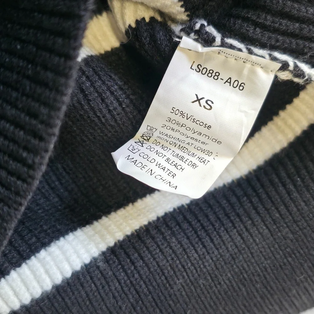 Lillusory‎ Women's Black with White Stripe Cardigan Sweater Size XS NWT
